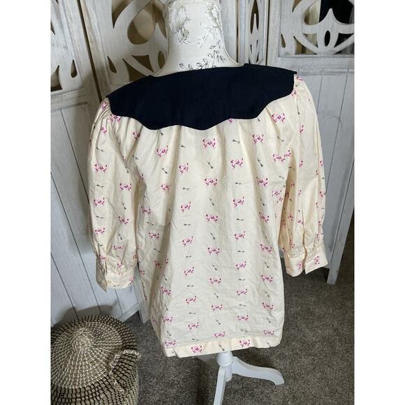 CATH KIDSTON Shirt Size UK 16 Beige Bows Chunky Collar Coquette - Picture 3 of 9